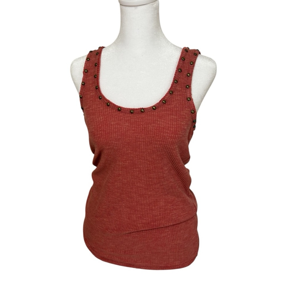 POL Studded Brick Red Tank Top